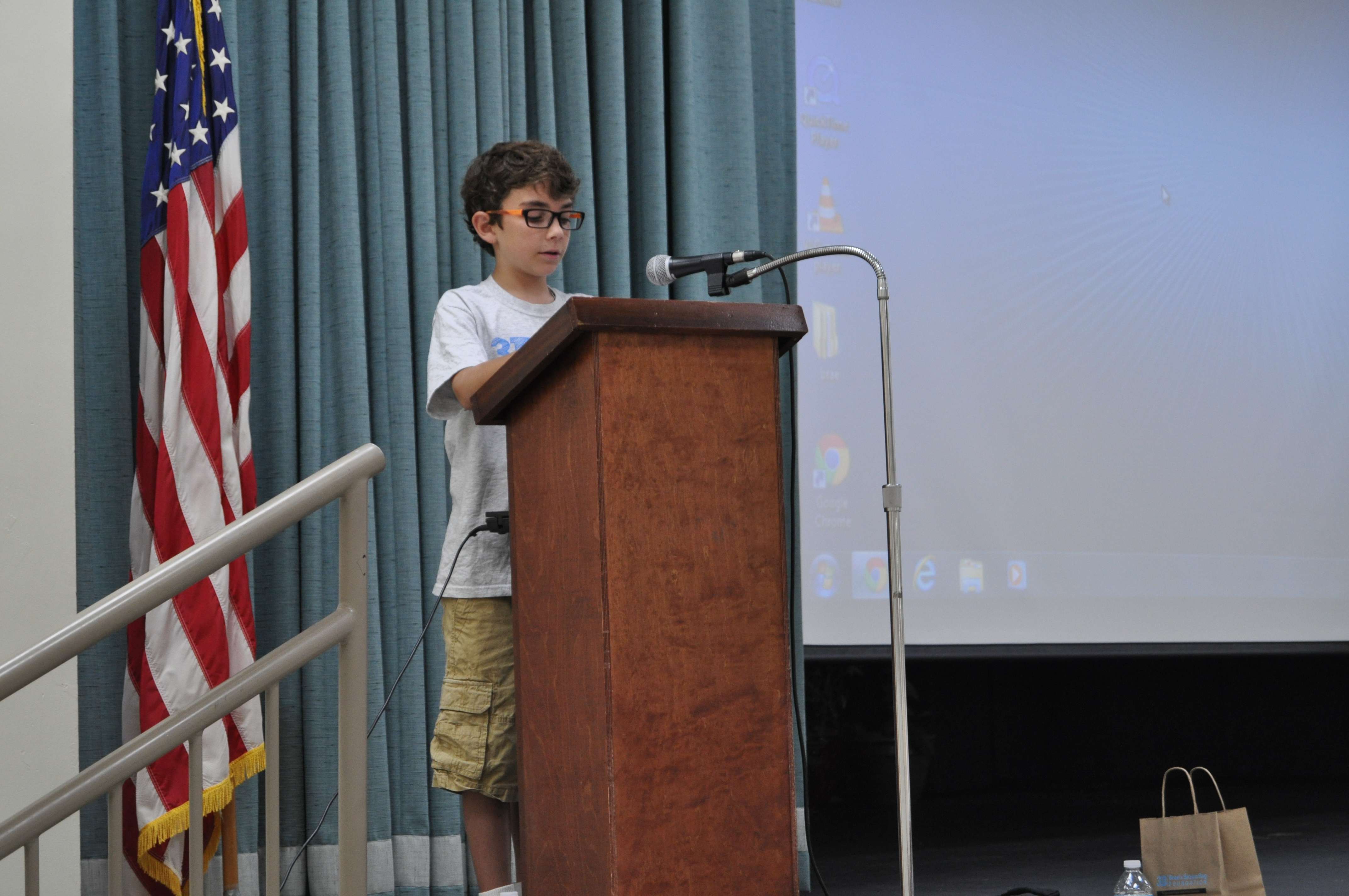 Braeden Mannering speaking to school in Port Charlotte, Florida